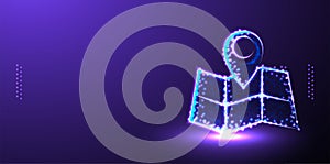 map, world, treasure polygonal low poly wireframe background vector illustration