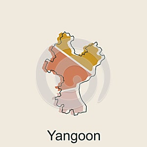 Map of Yangoon geometric modern design template