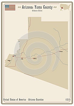 Map of Yuma County in Arizona