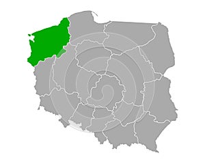 Map of Zachodniopomorskie in Poland photo