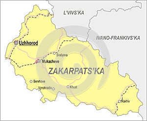 Map of Zakarpattia Oblast (Transcarpatia)