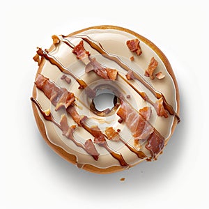 A Maple Bacon Donut Phtoto Mock Up, Isolated on White Background - Generative AI