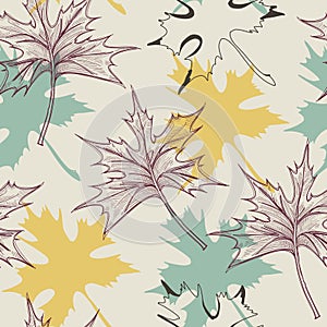 Maple leaf fall stylish seamless pattern