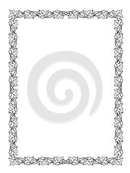 Maple leaf frame black silhouette