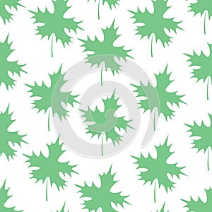 Maple leaf. Green part of the tree with veins. Seamless pattern. Flat style photo