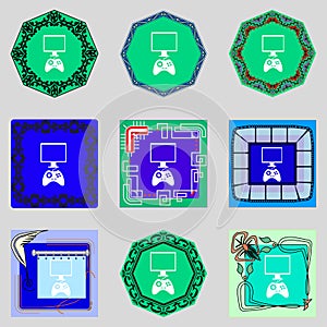 Maple leaf icon. Set colourful buttons. Vector