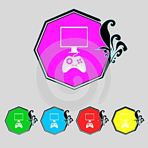 Maple leaf icon. Set colourful buttons. Vector