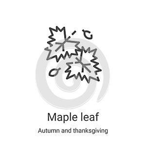 maple leaf icon vector from autumn and thanksgiving collection. Thin line maple leaf outline icon vector illustration. Linear