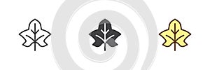 Maple leaf line, solid and colorful different style icon set pack