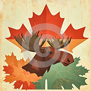 Maple leaf and moose