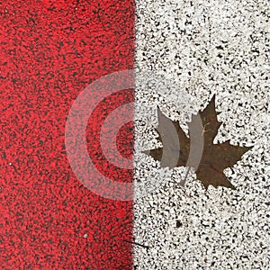 Maple leaf on a red and white background looking like the Canadian flag