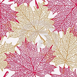 Maple leaf silhouette pattern, seamless maple background