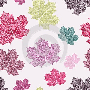 Maple leaf silhouette pattern, seamless maple background