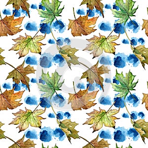 Maple leaves pattern in a watercolor style.