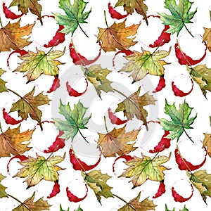 Maple leaves pattern in a watercolor style.