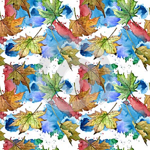 Maple leaves pattern in a watercolor style.