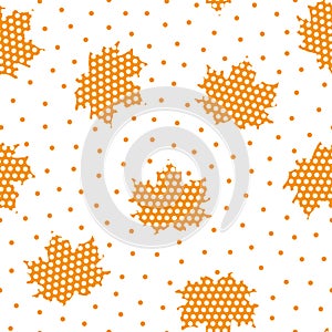 Maple polka dot leaf pattern on white background