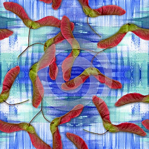 Maple seeds - seamless pattern. Wallpaper. Floral pattern.