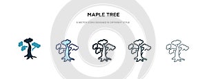 Maple tree icon in different style vector illustration. two colored and black maple tree vector icons designed in filled, outline