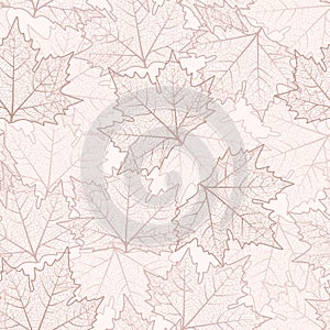 Maple tree leaf brown texture. Seamless vector pattern. Autumn season theme background. Fall graphic illustration