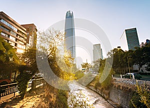 Mapocho River at sunset - Santiago, Chile photo