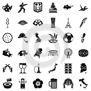 Mapping icons set, simple style