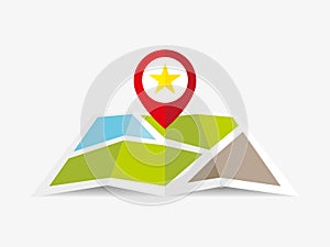 Mapping pin point icon, Pin on map, Red pin, Favourite place. GPS. Vector Illustration.