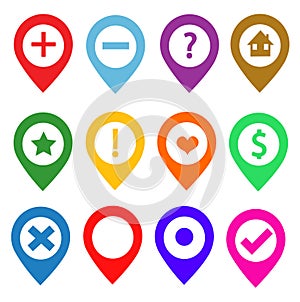 Mapping pins icon set