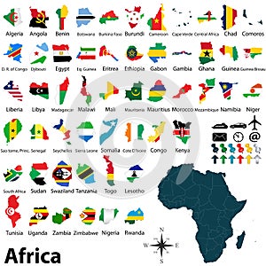 Maps with flags of Africa photo