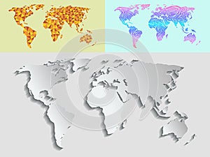 Maps globe Earth contour outline silhouette world mapping cartography texture vector illustration