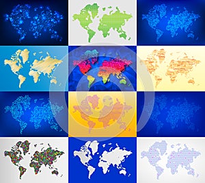 Maps globe Earth contour outline silhouette world mapping cartography texture vector illustration