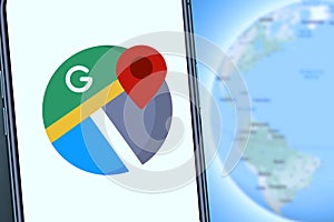 Maps and iphone 11 pro with the Google Maps logo