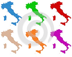 Maps of Italy coarse meshed photo