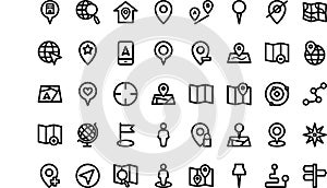 Maps and location linear icons High-Quality Vector Icons Collection with Editable Stroke. Ideal for Professional and photo