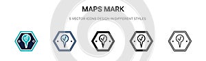 Maps mark icon in filled, thin line, outline and stroke style. Vector illustration of two colored and black maps mark vector icons