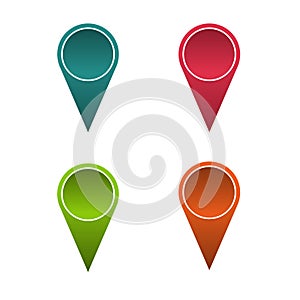 Maps navigation with red and blue color point markers and compass design background, vector illustration