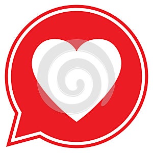 Heart in a speech bubble, vector love icon.