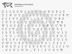 Maps of the World by Country Pixel Perfect Icons (line style)
