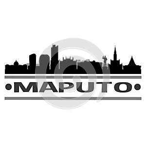 Maputo Mozambique Africa Icon Vector Art Design Skyline Night Flat Shadow photo