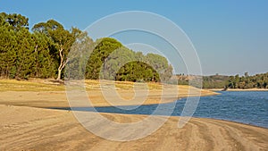 maquis vegetation along the beach of Montargil lake, Portalegre, Portugal photo