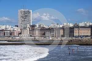 Mar del Plata, Argentina panoramic view of the city with skyscrapers and Bristol beach, Atlantic Ocean