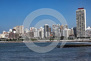 Mar del Plata, Argentina panoramic view of the city with skyscrapers and Bristol beach, Atlantic Ocean