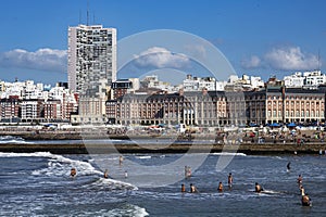 Mar del Plata, Argentina panoramic view of the city with skyscrapers and Bristol beach, Atlantic Ocean