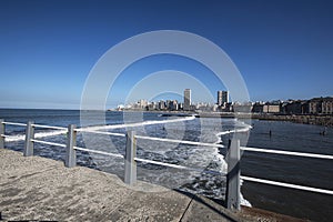 Mar del Plata, Argentina panoramic view of the city with skyscrapers and Bristol beach, Atlantic Ocean