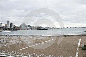 Mar del Plata seascape Sea and gray sky