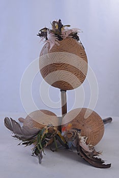 maraca Cuban musical instrument indigenous crafts made from brown gourd