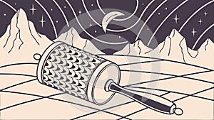 Maracalike Object in Desert with Cacti, vector design Generative AI