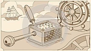 Maracalike Object on Nautical Ship Deck, vector design Generative AI