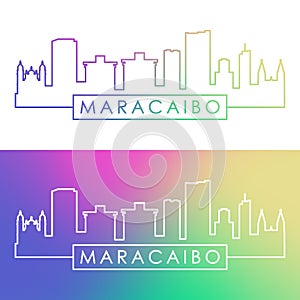 Maracaibo skyline. Colorful linear style. photo