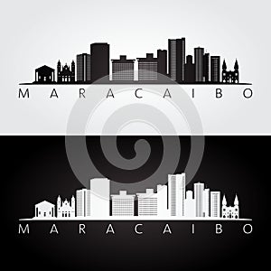 Maracaibo skyline and landmarks silhouette photo